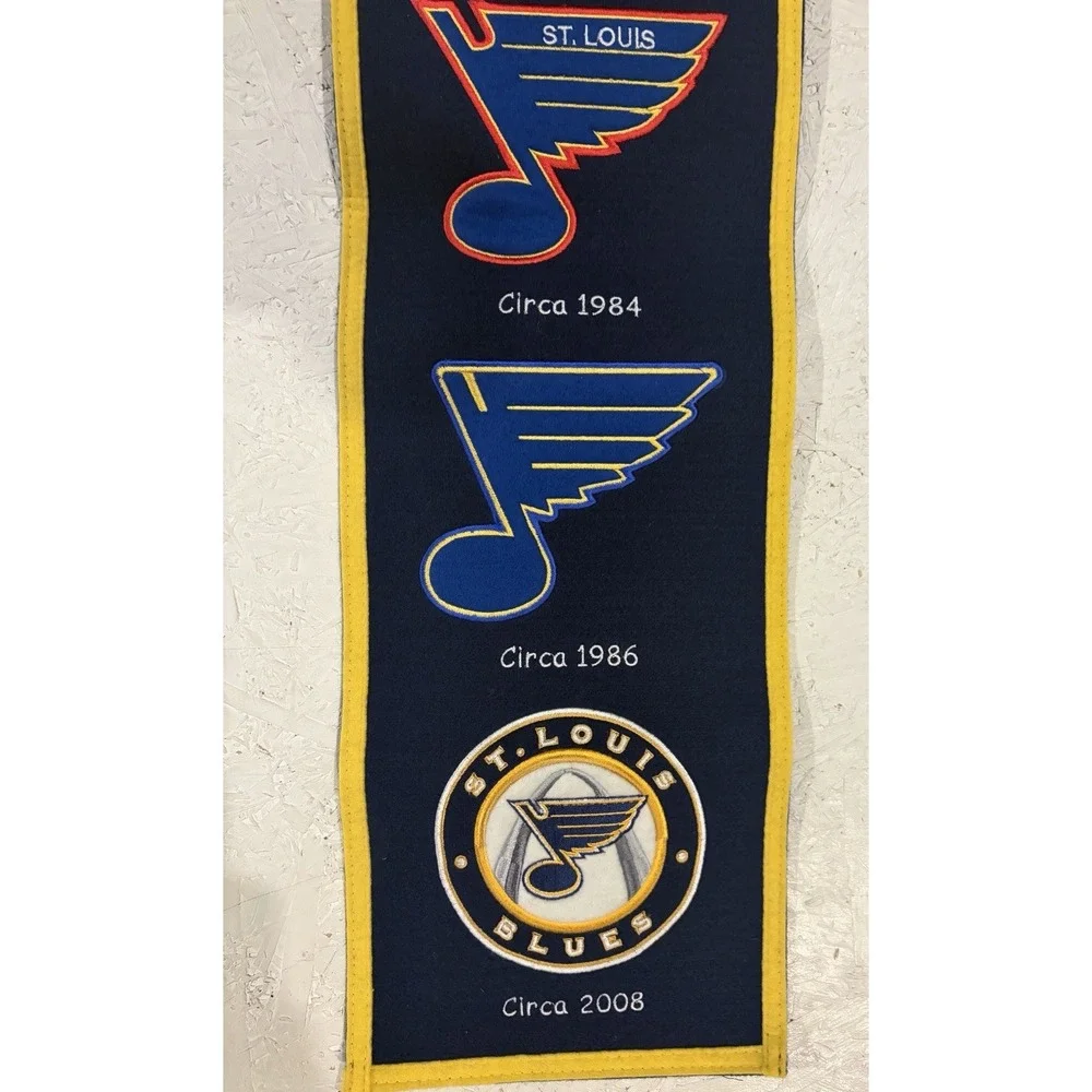 ST. LOUIS BLUES EVOLUTIONS BANNER EMBROIDERED WOOL 8